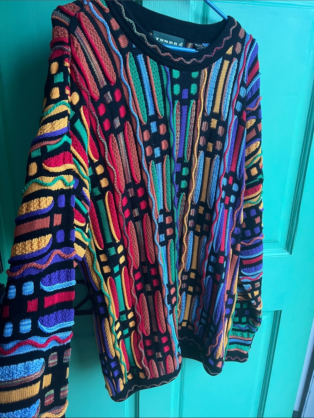 TUNDRA Canada 90s 3D Knit Multicolor texture cotton Sweater - XL / Vintage